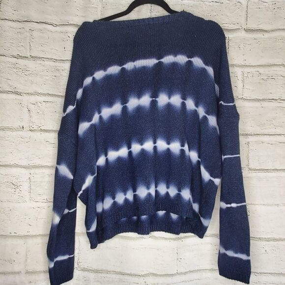 BlankNYC Navy white tiedye striped cropped sweater - Picture 3 of 7